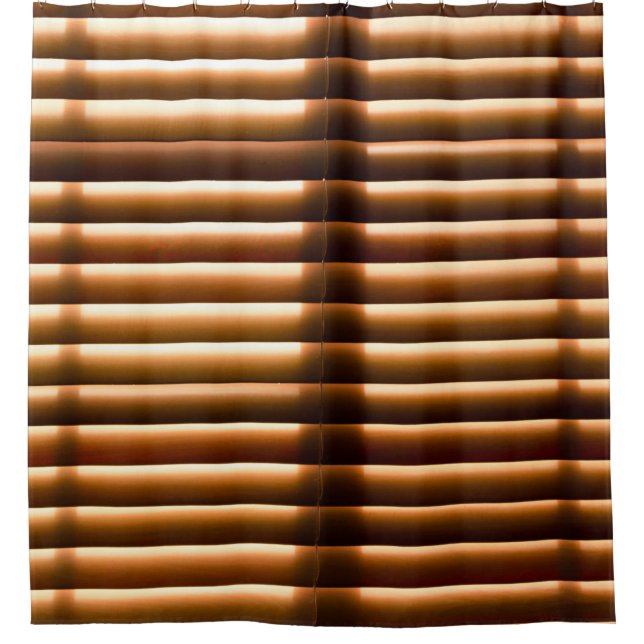 Brown closed window blinds shower curtain (Front)