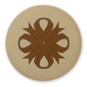 Brown Clover Ribbon by Kenneth Yoncich Ceramic Knob