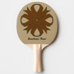 Brown Clover Ribbon by Kenneth Yoncich Ping-Pong Paddle