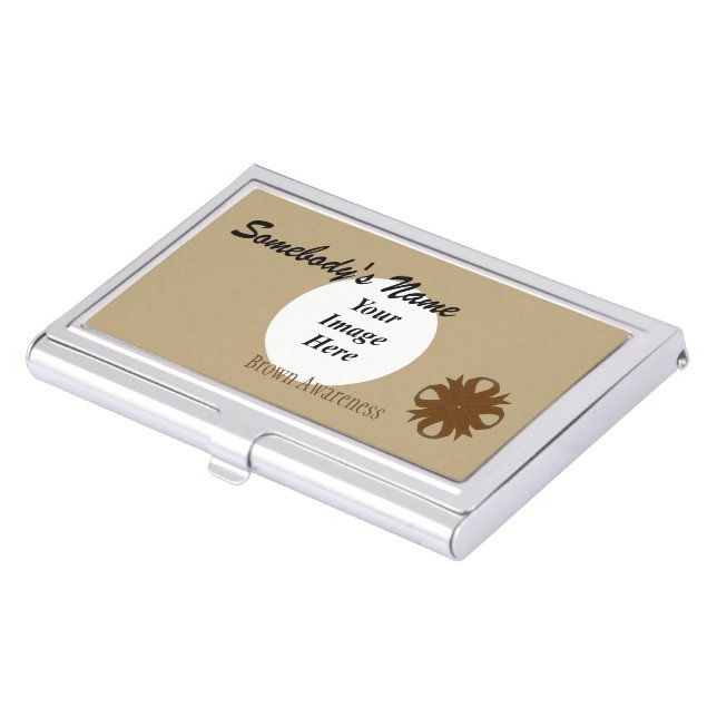 Brown Clover Ribbon Template by Kenneth Yoncich Business Card Case (Front)