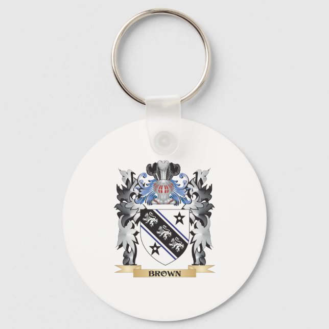 Brown Coat of Arms - Family Crest Keychain (Front)