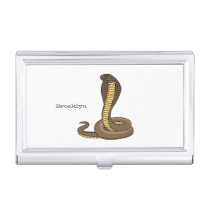 Brown cobra snake illustration business card case