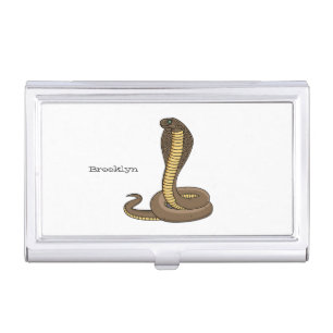 Brown cobra snake illustration business card case