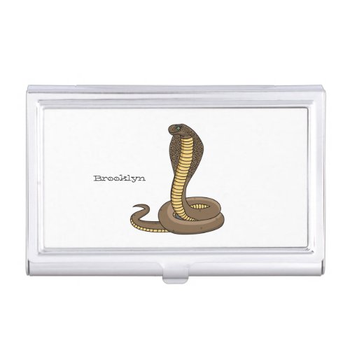 Brown cobra snake illustration business card case