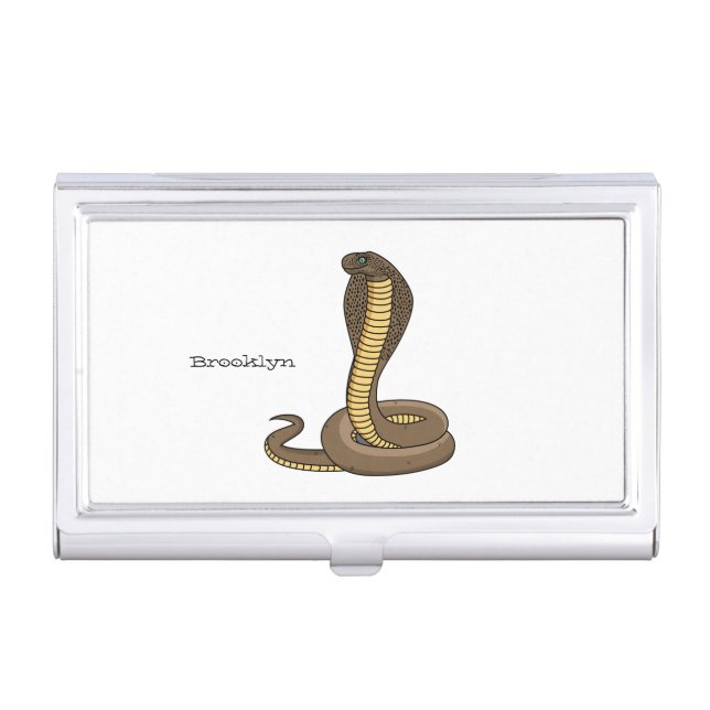 Brown cobra snake illustration business card case (Front)