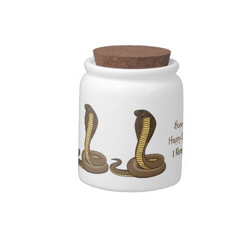 Brown cobra snake illustration candy jar