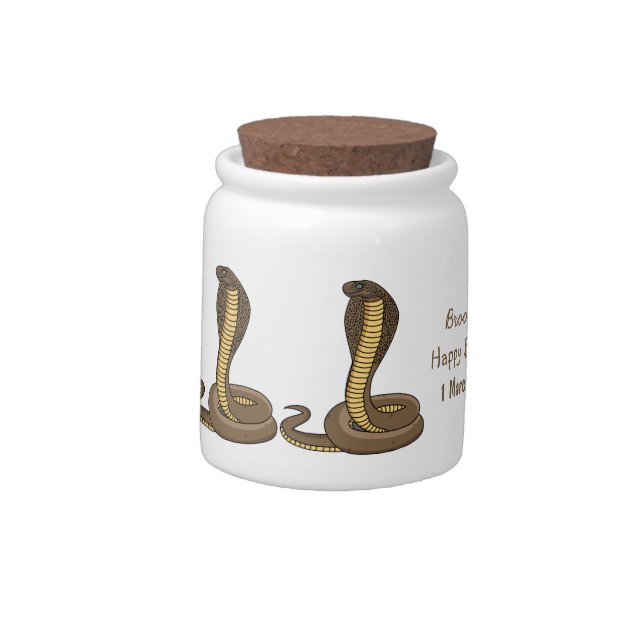 Brown cobra snake illustration candy jar (Left)