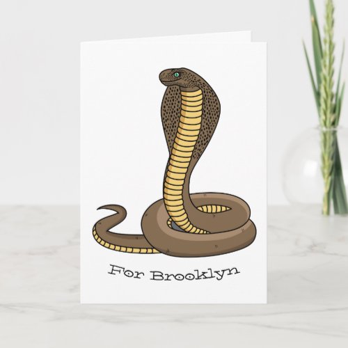 Brown cobra snake illustration  card