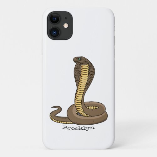 Brown cobra snake illustration  iPhone 11 case