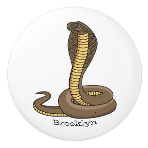Brown cobra snake illustration ceramic knob