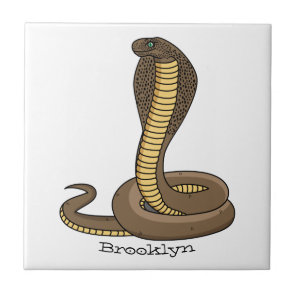 Brown cobra snake illustration ceramic tile