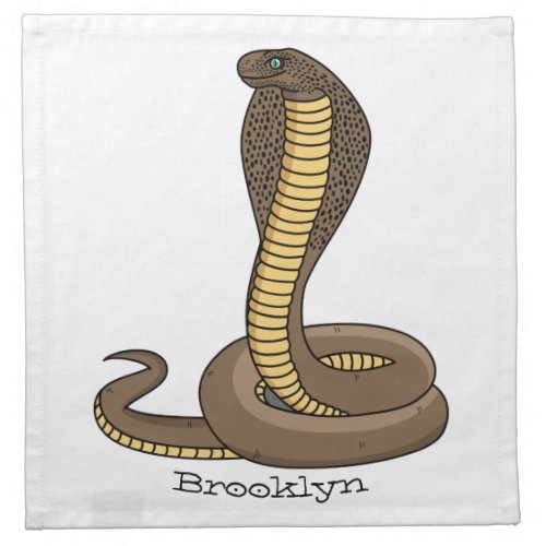 Brown cobra snake illustration cloth napkin