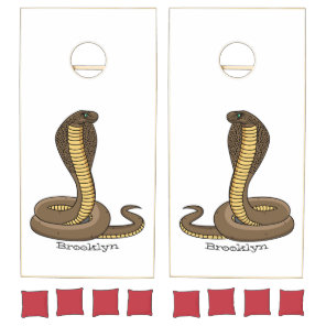Brown cobra snake illustration cornhole set