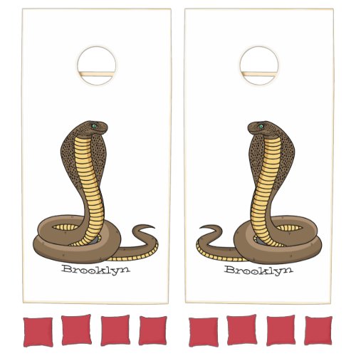 Brown cobra snake illustration cornhole set