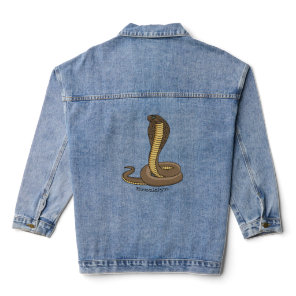 Brown cobra snake illustration denim jacket