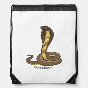 Brown cobra snake illustration drawstring bag