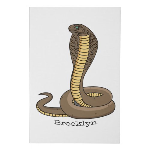 Brown cobra snake illustration faux canvas print