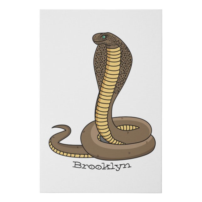 Brown cobra snake illustration faux canvas print (Front)