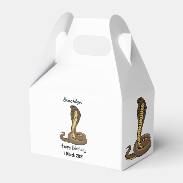 Brown cobra snake illustration favor boxes (Front Side)