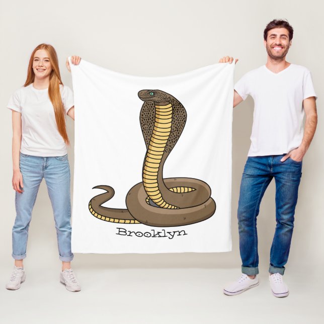 Brown cobra snake illustration  fleece blanket (In Situ)