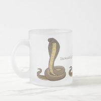 Brown cobra snake illustration  frosted glass coffee mug