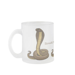 Brown cobra snake illustration  frosted glass coffee mug