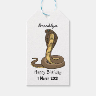Brown cobra snake illustration  gift tags