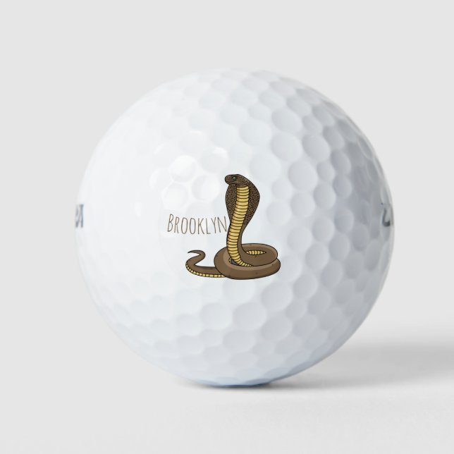 Brown cobra snake illustration golf balls (Front)