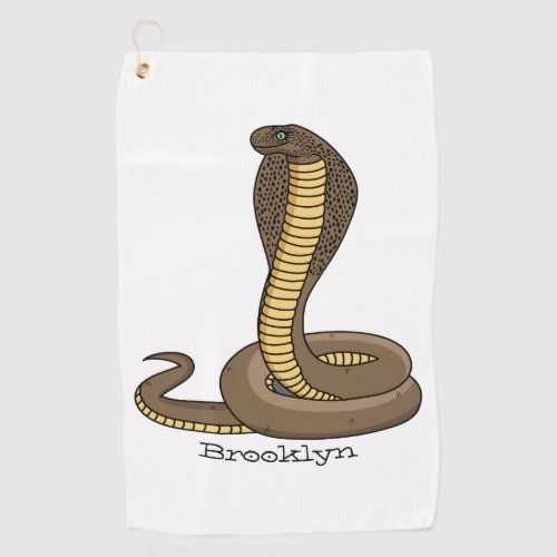 Brown cobra snake illustration golf towel