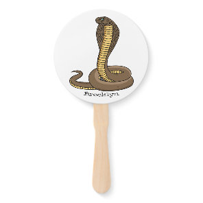 Brown cobra snake illustration hand fan