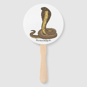 Brown cobra snake illustration hand fan