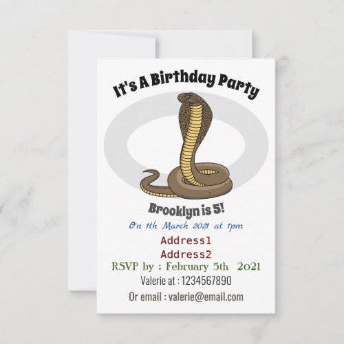 Brown cobra snake illustration  invitation