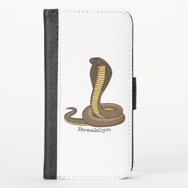 Brown cobra snake illustration   iPhone wallet case (Front)