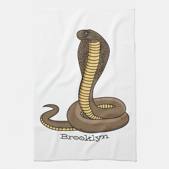 Brown cobra snake illustration  kitchen towel (Vertical)