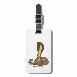 Brown cobra snake illustration  luggage tag