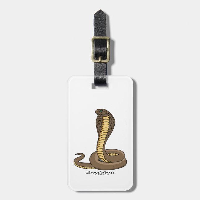 Brown cobra snake illustration  luggage tag (Front Vertical)