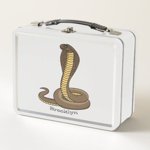 Brown cobra snake illustration  metal lunch box