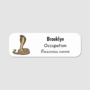 Brown cobra snake illustration name tag