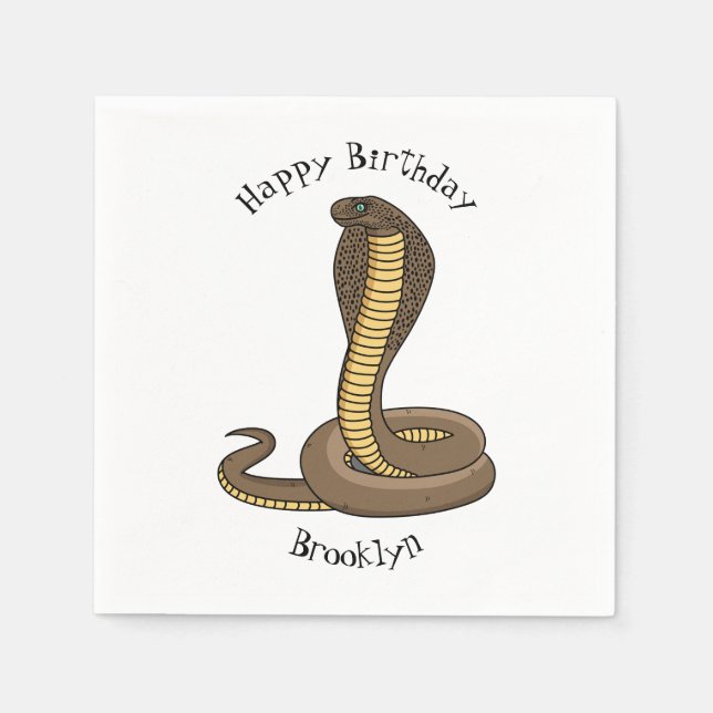 Brown cobra snake illustration  napkins (Front)