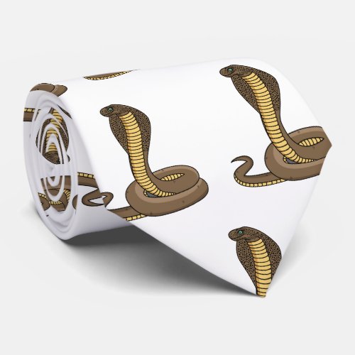 Brown cobra snake illustration neck tie
