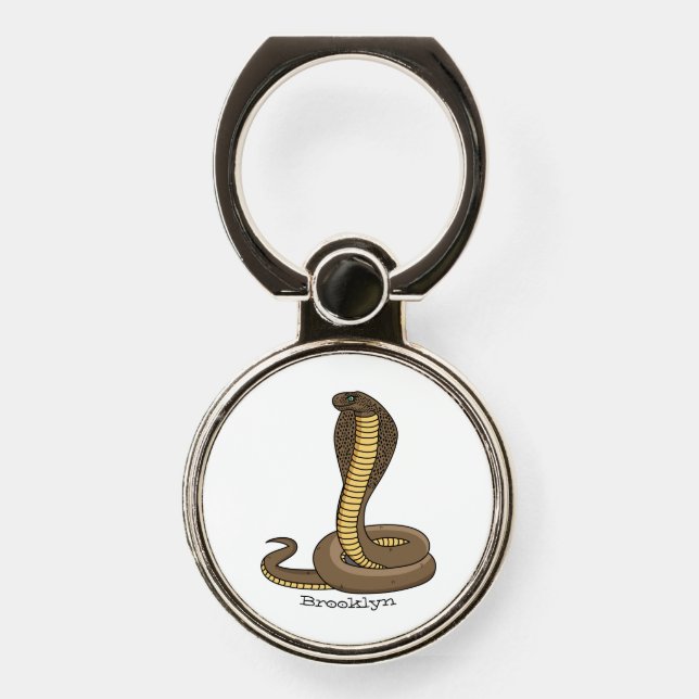 Brown cobra snake illustration  phone ring stand (Front)