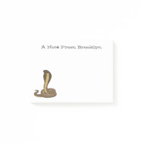 Brown cobra snake illustration  post-it notes