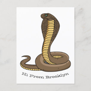 Brown cobra snake illustration postcard