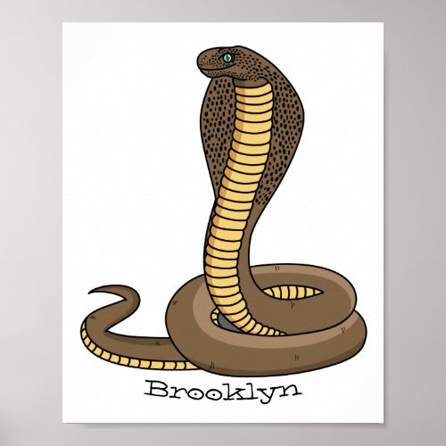 Brown cobra snake illustration poster