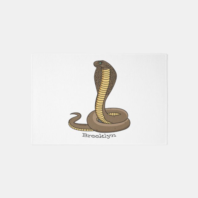Brown cobra snake illustration rug (Front)