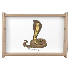 Brown cobra snake illustration serving tray