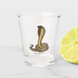 Brown cobra snake illustration shot glass