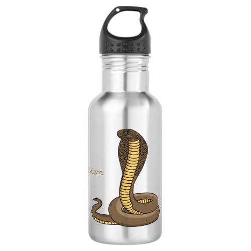 Brown cobra snake illustration  stainless steel water bottle