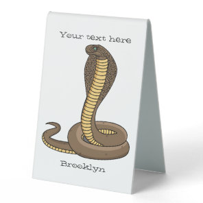 Brown cobra snake illustration table tent
