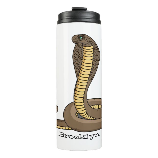 Brown cobra snake illustration  thermal tumbler (Front)